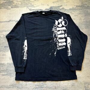 Y2K Skin Industries Punk Skate Big Print Shirt Sz XL Black